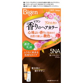 Hoyu Bigen Scented Hair Color Milky Lotion 5NA (Deep Natural Brown) 1.4 oz (40 g) + 2 Pills 2.1 fl oz (60 ml) (Quasi Drug)