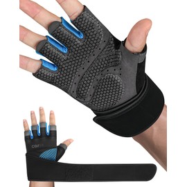 COFIT Fitness Gloves for Men and Women, Breathable Training Gloves, Non-Slip Weightlifting Gloves with Wrist Support for Gym Exercise, Strength Training, Bodybuilding - Blue M