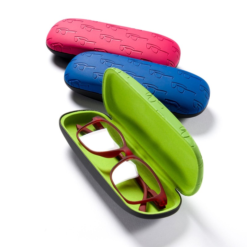 FEFI Hardcase Glasses Case Soft Touch Embossed Glasses Design (Red)