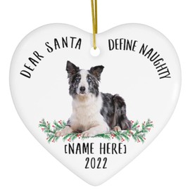 Funny Border Collie Blue Merle Dear Santa Define Naughty Gifts 2024 Christmas Tree Ornaments Heart