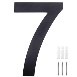 Meision House Number Anthracite Stainless Steel House Number RAL 7016 Fine Structure Powder Coated Solid Arial Font with Screws Height 20 cm - Number 7