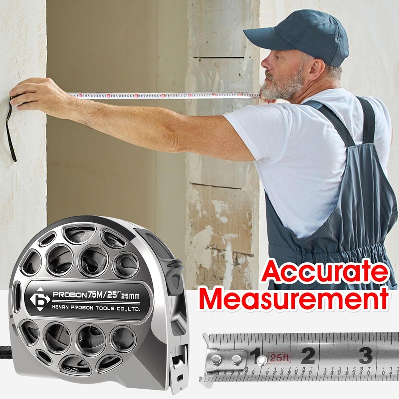 25ft Tape Measure - Heavy Duty Stainless Steel Measuring Tape