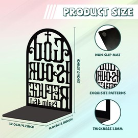 Peacoblue Metal Bookends for Shelves, Modern Decorative Heavy Duty Study Book Support Stoppers for Office, Desk, Shelf, Room 5.3"x4.3"x7.8" Cast Iron Simple Tall Bookends, 1 Pair (Bible)