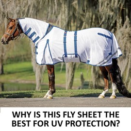 Schneiders Soft Interlock Mesh II Horse Fly Sheets | Superior UV & Insect Protection | Versatile Euro Fit Option | Reflective Safety Design | Horse Attached Neck Euro Bellyband | Color White | Size 74