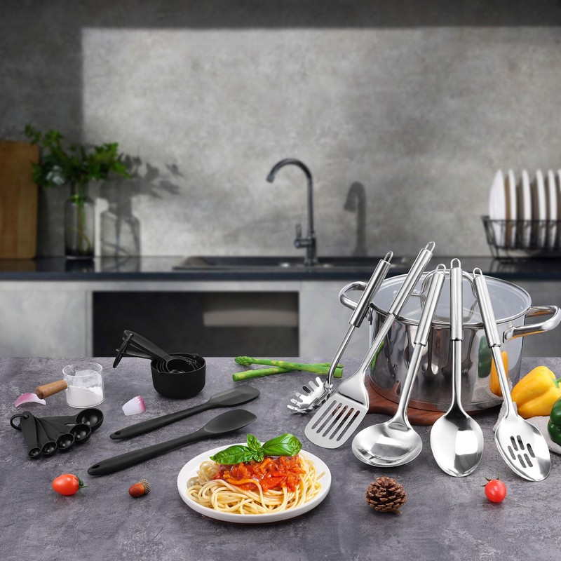 Stainless Steel Cooking Utensils Set, LIANYU 31-Piece Metal Kitchen Tools