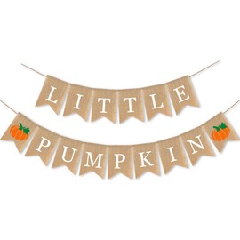 SWSATYW Burlap Little Pumpkin Banner Fall Autumn Baby Shower Party Supplies Birthday Garland Decoration