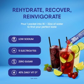 GoHydrate mezcla de bebidas electrolíticas – un sabor natural, sin azúcar, polvo de hidratación, 30
