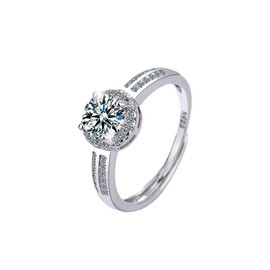 QIAMNI 925 Sterling Silver Pentagram Star Open Ring Women Adjustable Size Ring for Women Girls Birthday Gift (F) (JZ419-S)