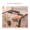 Treasure Chest Box Pink Butterfly Pattern Exquisite Retro Wooden PU