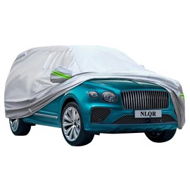 NLQR Full Car Covers Waterproof Protection All Weather Protection Silver Fit Full Padded Car Cover with Straps Fit All SUV 200"