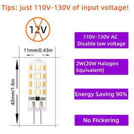 LIENNGKE G4 AC 120V Led Light Bulb 2W Equivalent to 20W Warm White 3000K 200lm Bi-pin Base G4 Bulbs 120V Pack of 10
