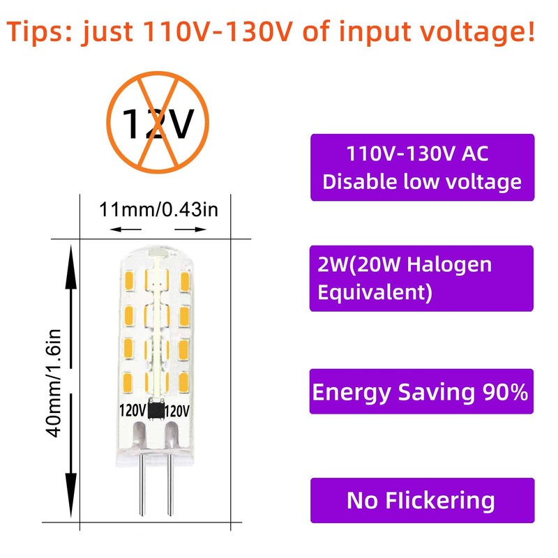 LIENNGKE G4 AC 120V Led Light Bulb 2W Equivalent to