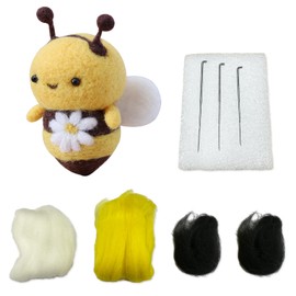 Fadcaer DIY Needle Felting Set, Needle Felting Kits with Instruction, Needle Felting Supplies Kits, Needle Felting Starter Kit for Beginners with Needle, Needle Felt Pad (Honeybee)