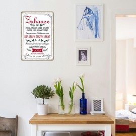 Signs with Sayings, Metal Signs with Sayings, Retro Tin Signs with Sayings, Gift for Housewarming, Topping-Out Gift, Decoration, 20 x 30 cm