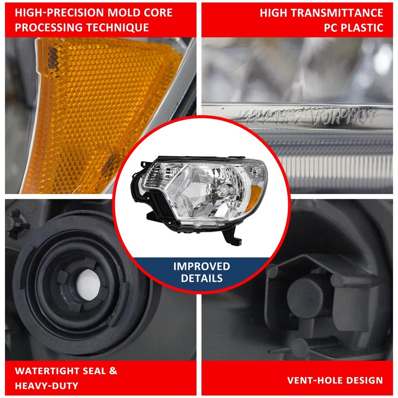 ADCARLIGHTS Compatible with 12 13 14 15 Toyota Tacoma Headlights