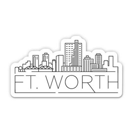 Squiddy Fort Worth Texas City Skyline - Vinyl Sticker Decal for Phone, Laptop, Water Bottle (3" Wide)