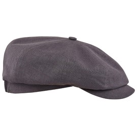 Sterkowski Rowdy Hat | 100% Linen Flat Cap for Men and Women | Light and Airy Summer Peaked Cap, Mid-Grey, 56