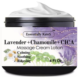 Essentially KateS Lavender + Chamomile + CICA Massage Cream Lotion 4 Fl Oz - Medium Glide - Calming, Soothing, Relaxing, Hydrating.