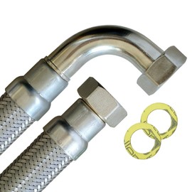 Flexible hose 1 inch nut x 1 inch nut with bend, highly flexible reinforced hose with drinking water approval