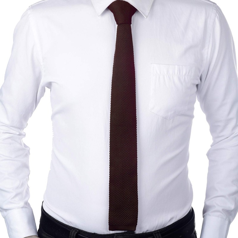 DonDon Men's Knit Tie handmade Dark Brown