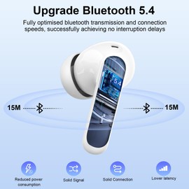 Wireless Earbuds, Bluetooth 5.4 Headphones In Ear with 4 ENC Mic, Wireless Earphones Noise Cancelling Deep Bass, LED Display, Bluetooth Earbuds 36H Playtime, IP7 Waterproof Ear buds, USB-C Rose Gold