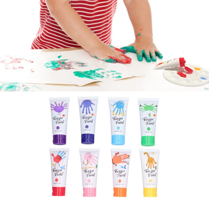 8PCS Finger Paints Safe Washable DIY Kids Finger Paints for
