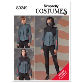 Simplicity Misses' Jacket, Pants, Cropped Hooded Tabard, and Facemask Fantasy Costume Kit, Code 9249 Sewing Pattern, Sizes 6-14, White