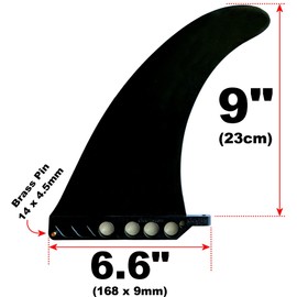 Center Fin 9.1 inches (23 cm) Soft Flex Longboard SUP 9 Inch Fin for AirSUP with Screw Flex fin US Box Safety Flex Soft (Black)