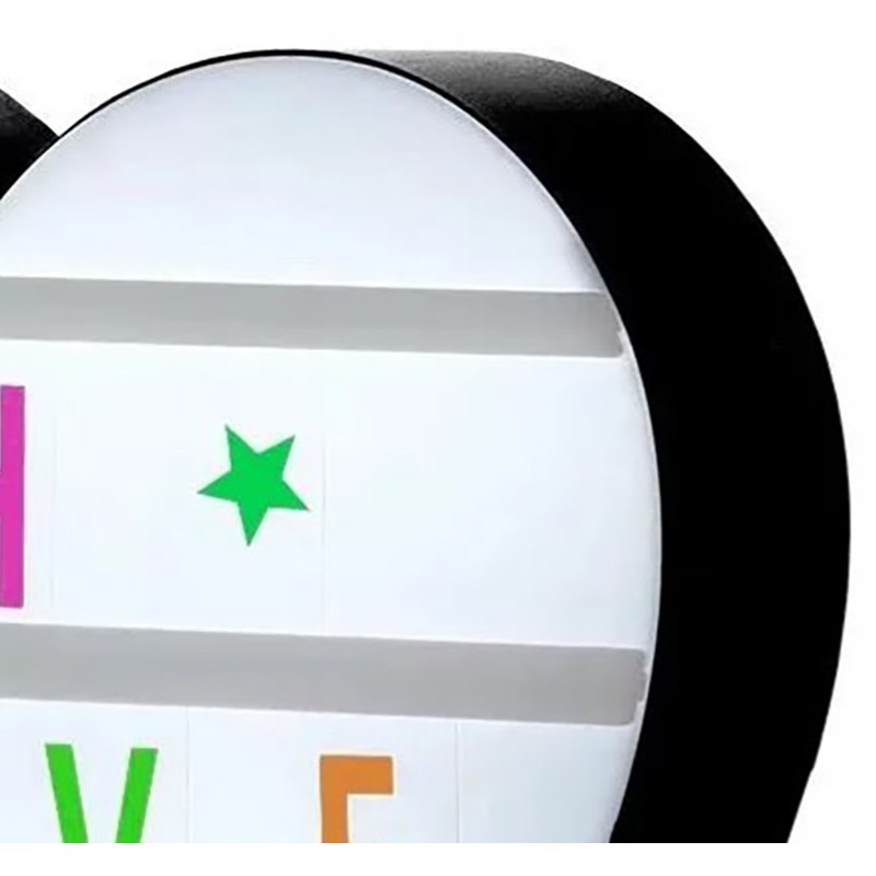 Cinema Light Box Black Heart Shaped LED Light Up Light