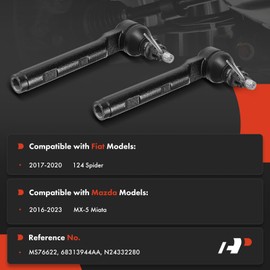 A-Premium 2 x Front Outer Tie Rod Ends, Compatible with Mazda MX-5 Miata 2016-2023 & Fiat 124 Spider 2017-2020