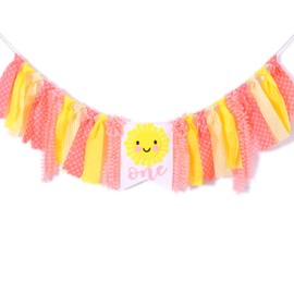 Baby's Sunshine Banner for 1st Birthday - You Are My Sunshine High Chair Banner,First Birthday Get Together for Decorations,Photo Props for Birthday Party,Girl's Birthday Souvenir Gifts,Powdery orange
