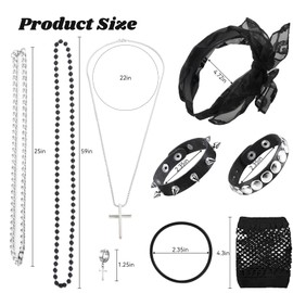 Wagrvuy 80s Costume Accessories for Women, Punk Fancy Dress Party Kit with Lace Headband Earrings Fishnet Gloves Necklace Bracelet for 80's Retro Themed