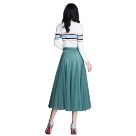 SUZALA - Falda de tul elástica de cintura alta, plisada, falda midi de malla en capas, falda de tutú fluida, Turquesa de tul para cintura de 23 a 41 pulgadas, One Size Long