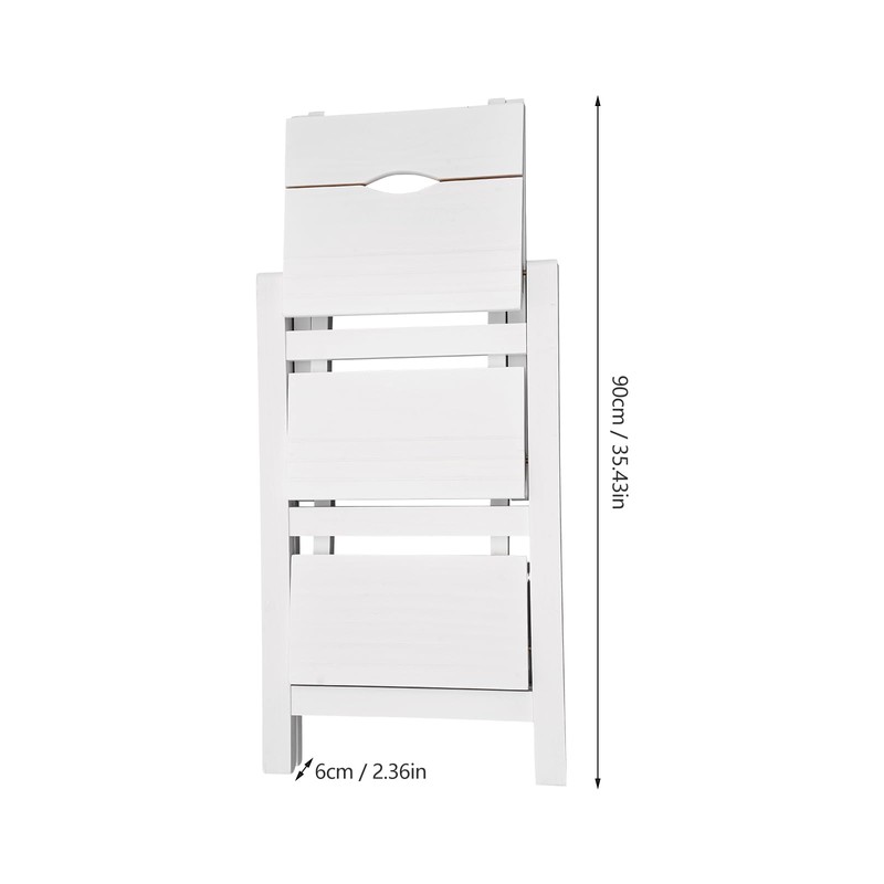 Hteedy Folding Step Ladder, White Folding Step Ladder 3-Layer Folding