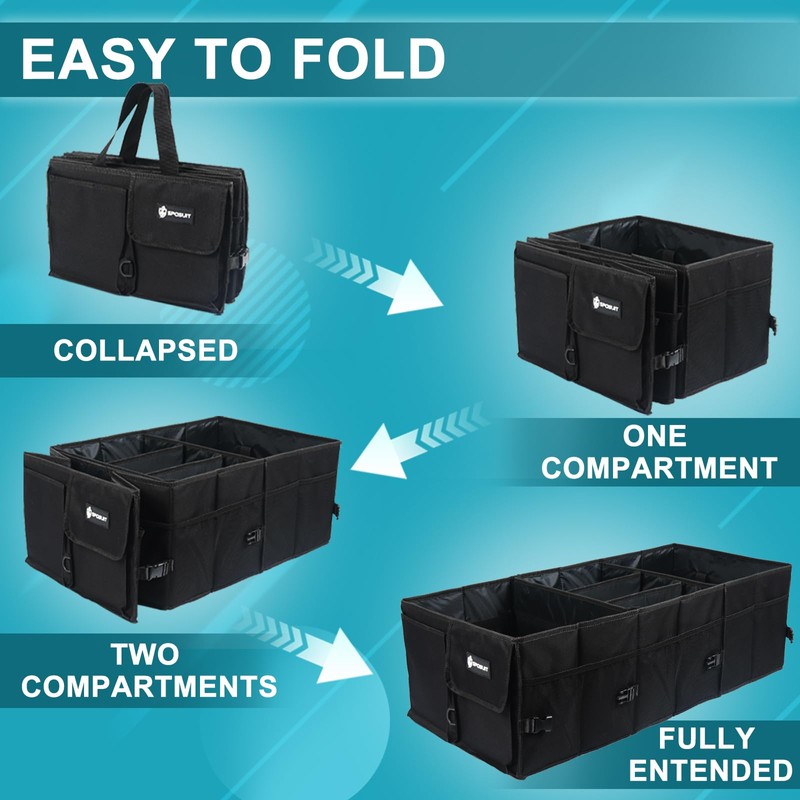 Sposuit Extra Large Trunk Organizer 98L Collapsible Car Storage Trunk