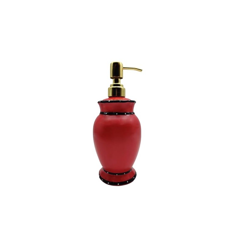 ACK Tuscany Red Ruffle Hand Painted Ceramic Soap Dispenser, Lotion