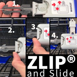 ZLIP® and Slide Shopping Trolley Remover Carbon with Key Ring, Shopping Trolley Remover for All Shopping Trolleys, Opens Front Loader and Side Drawer, Shopping Trolley Token, Carbon (5 x Black)