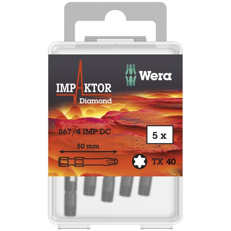 Wera 867/4 Impaktor Insert Bits TORX TX40 x 50mm (Box