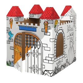 Bankers Box at Play Color in Castle Playhouse, Cardboard Playhouse and Life Size Craft Activity for Kids and Families