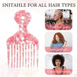 ElevateTech 2Pcs Wide Tooth Comb Double-Sided Hairdressing Styling Smooth Sturdy Hair Pick Comb Pink Green 4.8 Inches Hair Combs Suitable Men Women Hair Styling Tool