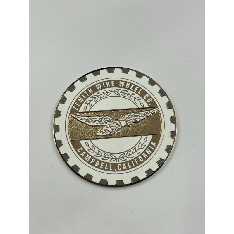 Zenith White on Gold Lowrider Wire Wheel Metal Chip Emblems