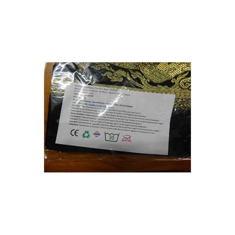 Table Runner Elephant Tablecloth Tablerunner Elegant Thai Silk (black)