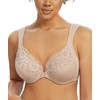 Lemorosy Wide Strap Front Closure Bra Lace Full Figure Underwire(Beige