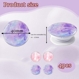 4PCS Phone Hand Holder, Phone Grip Holder with Expanding Kickstand, Multi-angle Collapsible Stand, Ins Style Finger Holders Compatible with Smartphones and Tablets