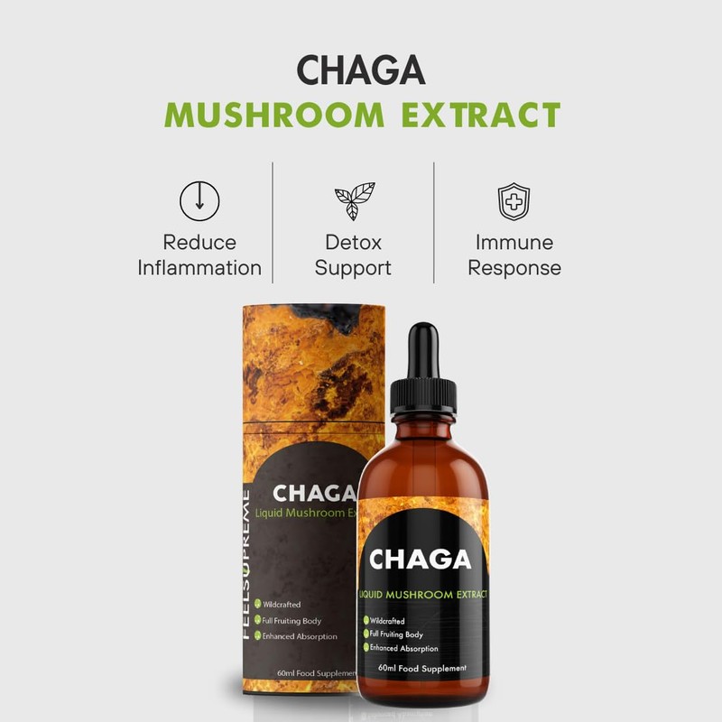 Feel Supreme - Chaga Mushroom Liquid Extract - Antioxidant-Rich, Pure