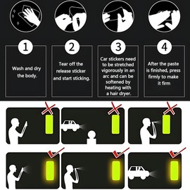 VONJUMA 84 Pieces Reflective Stickers Safety Warning Soft Night Visibility Various Shapes Sticker Set for Cars Bikes Motorcycles Helmets Bags Clothing