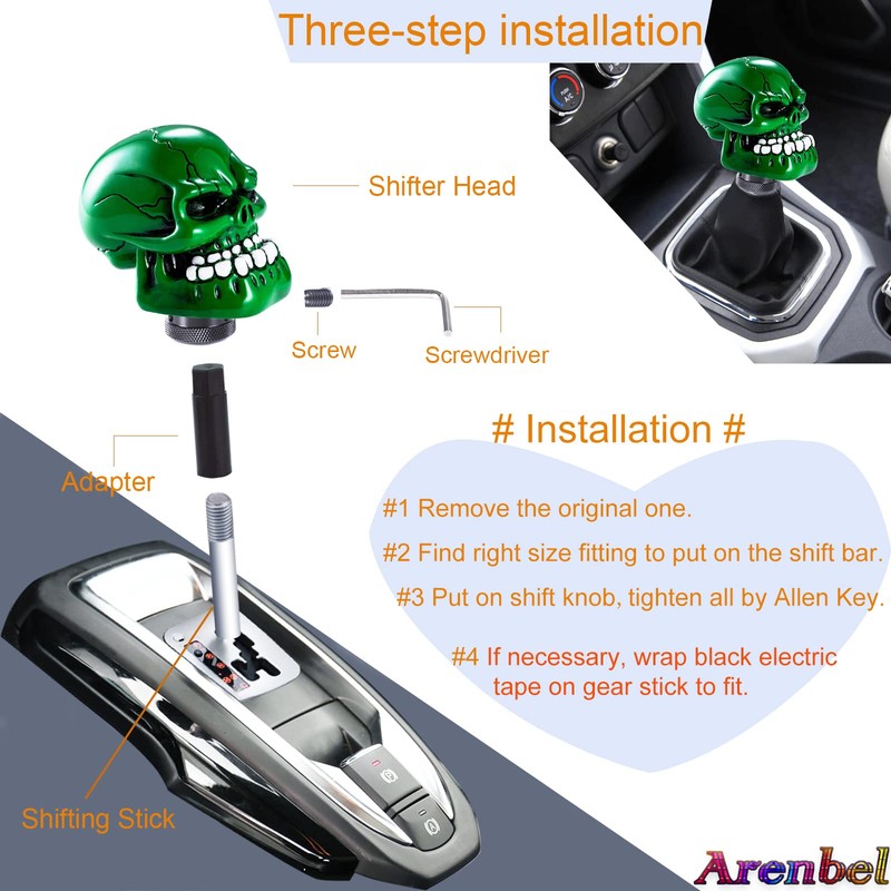 Arenbel Skull Gear Shift Knob Car Racing Handle Skeleton Shifter