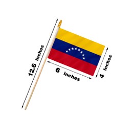 Venezuela Stick Flag 4x6IN 12 Pack Small Mini Venezuelans National Handheld Flag Latino America Spanish Language Speaking for Hispanic Heritage Month Decor with Wood Pole And Blunt Spear Top