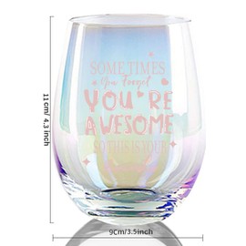 JUWNMANT Printed with Sometimes You Forget That You’re Awesome, So This is Your Reminder Stemless Wine Cup，Inspiring Gifts for Friends and Colleagues (You’re Awesome)