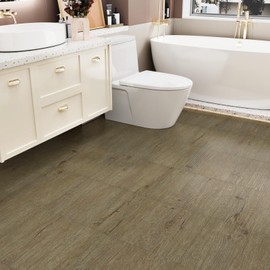 WESTICK Waterproof Peel and Stick Floor Tile 12x12 in Vintage Wood Vinyl Tiles Peel and Stick Floor Self Adhesive Linoleum Flooring Sheet for Bathroom Kitchen Living Room Stick on Floor Tiles 5 Pack